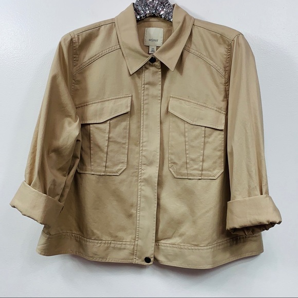 Sejour Jackets & Blazers - NEW Nordstrom Sejour Tan Utility Jacket Size 16W